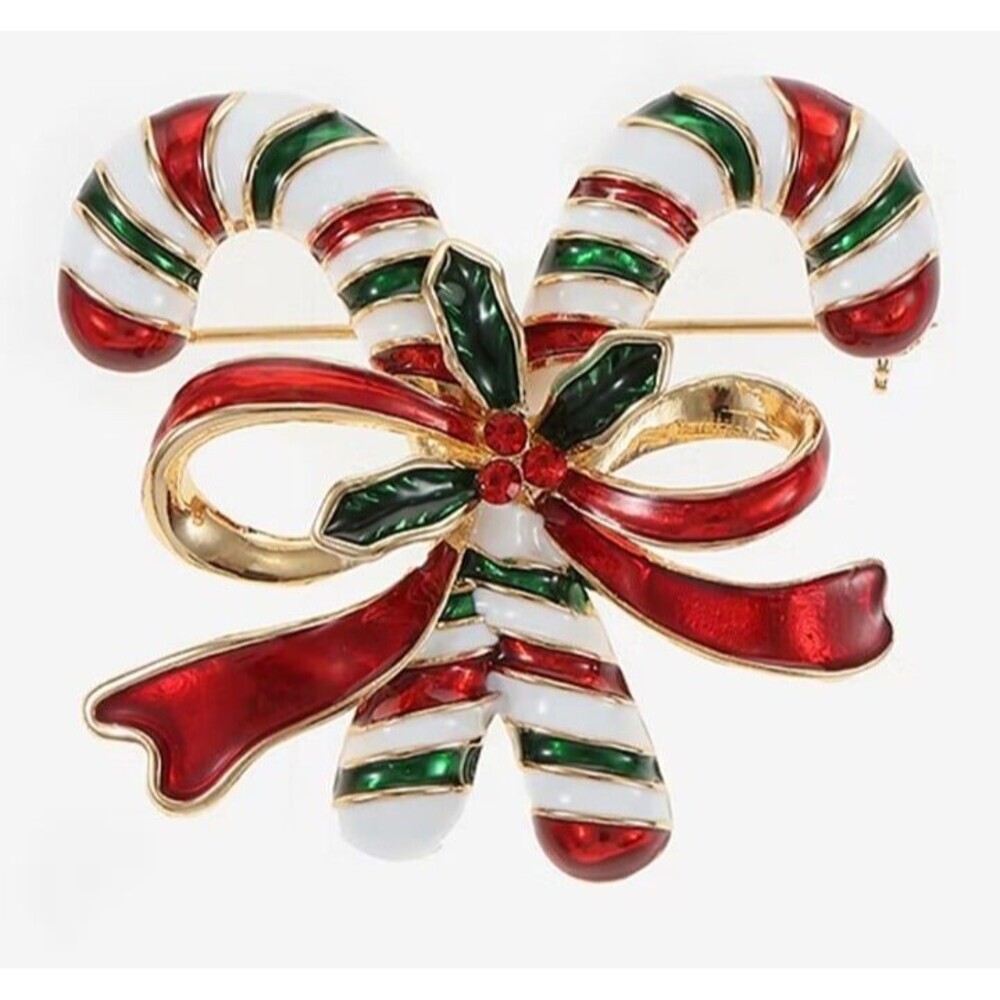 Monet Jewelry Candy Cane Multi Color Glass Pin
